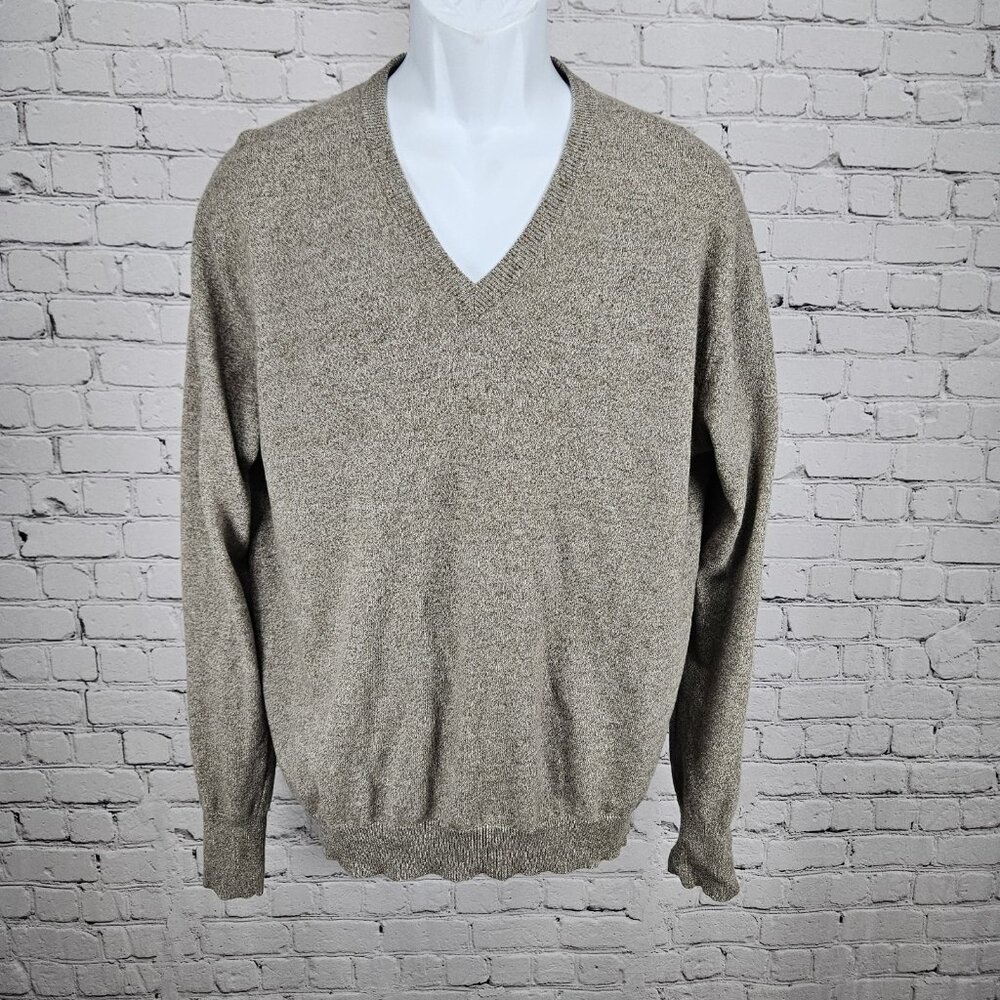 NKO Cashmere Stores Brown 100% Cashmere Knit V Neck Pullover Sweater Large XL